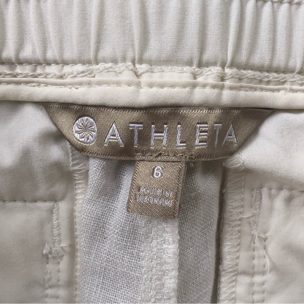 Athleta Bali Cropped Wide Leg White Linen Pants Size 6 - Picture 7 of 8